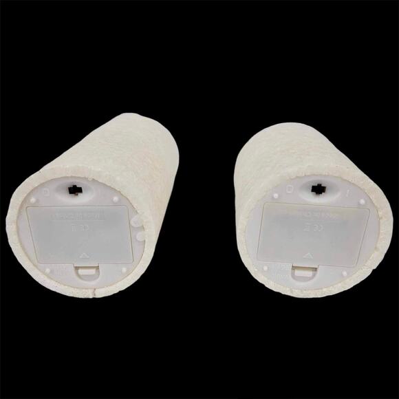 Set of 2 Flameless LED Pillar Candles Ivory Flickering Textured Battery Operated - Picture 3 of 3